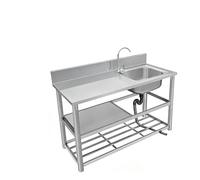 Con fregadero independiente con escurridor, con plomería de agua fría y caliente, Fregadero de cocina independiente de un solo tazón, Fregadero de cocina(100 * 50 * 80cm)