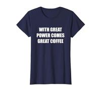 con Gran Poder Viene un Gran café Camiseta, Mujer, Azul Marino, XXL