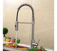 con Grifo de Cocina de Cristal Resorte Tres Secciones Cabezal rociador extraíble Mezclador frío y Caliente Mezclador Fregadero de Cocina Grifo Sola manija cromada