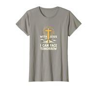 con Jesús Puedo enfrentar el mañana La Vida es aterradora Fe Cristiana Camiseta, Mujer, Pizarra, XXL