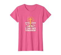 con Jesús Puedo enfrentar el mañana La Vida es aterradora Fe Cristiana Camiseta, Mujer, Rosa Jaspeado, 3XL
