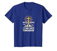 con Jesús Puedo enfrentar el mañana La Vida es aterradora Fe Cristiana Camiseta, Niños, Azul Real, 2 años