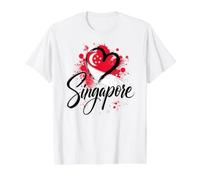 con la Bandera en Forma de corazón «I Love Singapore Travel», Orgullo del sudeste asiático Camiseta gráfica económica, Hombre, Blanco, L