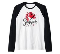 con la Bandera en Forma de corazón «I Love Singapore Travel», Orgullo del sudeste asiático Camiseta Manga Raglan
