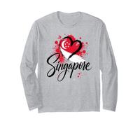 con la Bandera en Forma de corazón «I Love Singapore Travel», Orgullo del sudeste asiático Manga Larga