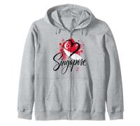 con la Bandera en Forma de corazón «I Love Singapore Travel», Orgullo del sudeste asiático Sudadera con Capucha