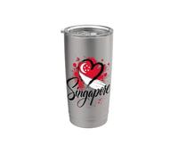 Con la bandera en forma de corazón «I Love Singapore Travel», orgullo del sudeste asiático Vaso térmico de acero inoxidable de doble pared