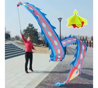 con la Cinta del dragón, Cintas de Baile dragón, Cinta Fitness Plumas Fénix con Bolsa Viaje Bola ponderada, Multicolor, 6M, 8M, 10M, 12M(Blue,10M)