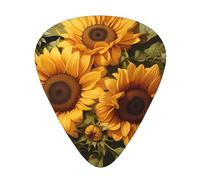 Con las púas de guitarra impresas de girasol amarillo para guitarristas acústicos, eléctricos y de banda, 12 piezas en 3 grosores diferentes