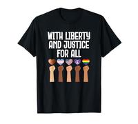 con Libertad y Justicia para Todos el Mes del Orgullo Igualdad LGBTQ Camiseta