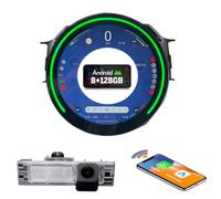 【Con luz de ambiente de coche】Pantalla inalámbrica CarPlay de 12 pulgadas, pantalla de coche Android con GPS Navi Mirror Link AUX FM 8+128G para Mini Clubman F54 Cooper D S ALL4 JCW One D John Cooper