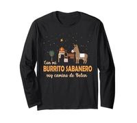 con mi Burrito sabanero Divertido Español Feliz Navidad Manga Larga
