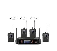 Con Micrófono Inalámbrico Lavalier De 4 Canales/auriculares UHF, Conjunto Fijo Doble Banda For Fiesta Boda En Iglesia CaptacióN De Sonido NíTida(D44L (collar clip))