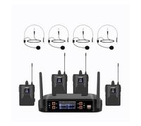 Con Micrófono Inalámbrico Lavalier De 4 Canales/auriculares UHF, Conjunto Fijo Doble Banda For Fiesta Boda En Iglesia CaptacióN De Sonido NíTida(D44H (headband))