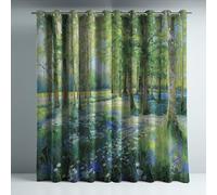 con Ojales Verde Pintura al óleo Habitacion Cortina Fresco Naturaleza Bosque Arte Moderno Cortinas de Ventana para niños y niñas 2 Piezas 117An x 137Al CM