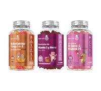 Con Omega 3-6-9, Hierro con Vitamina C y Calcio con Vitamina D3 - Pack de Gominolas Masticables - Sin Gluten ni OGM