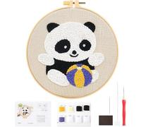 con Patrón de Panda Completado Kit de Inicio de Aguja PPerforadora, Kit de Bordado Punch Needle para Principiantes - Set Completo para Iniciación en Bordado DIY, Bricolaje y Manualidades para Adultos
