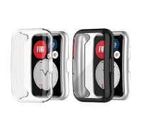 Con protector de pantalla ultrafino compatible con Huawei Watch Fit/Fit New/Fit Special Edition, TPU All-Around Funda para Huawei Fit Accesorios (negro + transparente)
