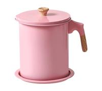 Con recipiente para grasa - Colador de acero inoxidable para de tocino con pico vertedor, depósito de alta capacidad de 1,4 L, filtro de malla fina extraíble y mango ergonómico resistente al ca