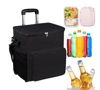 con Ruedas | portátil con Ruedas - Trolley con asa de 35 l Bolsa Aislante para Viajes de Picnic