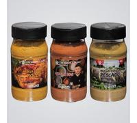 CON SABOR A HUMO Pack Especias Barbacoa, 3 Mezclas Artesanales, 170g x 3, Rub BBQ, Especias para Pescado y Pollo, 500g Total