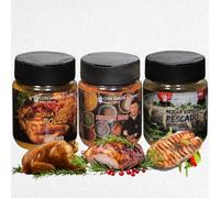 CON SABOR A HUMO Pack Especias Barbacoa Artesanales, 3 Mezclas x 100g, BBQ Rub, Especias para Pescado y Pollo, 100% Natural, Sin Conservantes