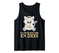 con Texto en alemán kann Dich Nicht hören, ich zocke Zocker Gamer Headset Camiseta sin Mangas