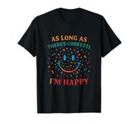 con Texto en inglés As Long As There's Confetti I'm Happy Rainbow Party Design Camiseta