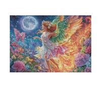 con una Corona de Flores y alas Coloridas Puzzles 300 Piezas Desafío Nivel Difícil Tiempo Feliz Rompecabezas para Adultos Aliviar Estrés Decoración Hogar DIY Moderno Portátil 300 PCS