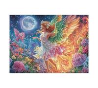 con una Corona de Flores y alas Coloridas Puzzles 500 Piezas Desafío Nivel Difícil Tiempo Feliz Rompecabezas para Adultos Aliviar Estrés Decoración Hogar DIY Moderno Portátil 500 PCS