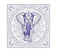 Con una elegante silueta de elefante mandala. Pegatinas de pared 42x42cm Cultura del tatuaje Azul oscuro
