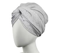 Conair Toalla de algodón para Mujer, Secado rápido, ultraabsorbente, para Todo Tipo y Longitud, Toalla de algodón Estilo Turbante Que Ayuda a Mantener el Estilo Natural de rizos, Color Gris
