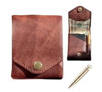 Conann - Cartera compacta Multifuncional, Hecha a Mano, de Cuero, para Hombre, pequeña, Delgada, compacta, para Tarjetas de crédito, Totalmente Funcional, Color marrón