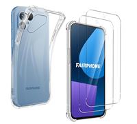 CONAPIKA Funda de silicona transparente para Fairphone 5 con 2 protectores de pantalla de vidrio templado, TPU suave, ultra delgada, protección contra caídas, airbag, a prueba de golpes, antiarañazos