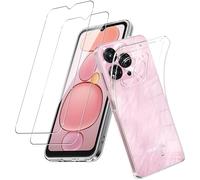 CONAPIKA Funda de silicona transparente para OUKITEL C3 con 2 protectores de pantalla de vidrio templado, TPU flexible y suave al tacto, ultrafina, antiarañazos y a prueba de golpes, transparente