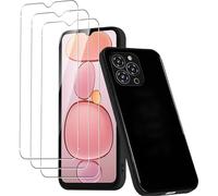 CONAPIKA Funda para OUKITEL C3 con 3 protectores de pantalla de vidrio templado, TPU flexible y suave al tacto, ultrafina, antiarañazos, a prueba de golpes, funda protectora de silicona, color negro
