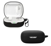 CONAPIKA Funda protectora de silicona para JBL Wave Flex 2, ultrafina, suave y flexible, a prueba de golpes, lavable, anticaídas, antipérdida, con mosquetón, color negro