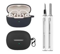 CONAPIKA Funda protectora de silicona para SHOKZ OpenDots ONE con bolígrafo de limpieza, ultrafina, suave y flexible, a prueba de golpes, lavable, anticaídas, antipérdida, con mosquetón, color negro