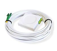 CONBIC® FTTH KIT - Cable de fibra óptica preconfigurado con caja de empalme, LC/APC 8°, blanco, cable de conexión OS2, diámetro 4,0 mm, 9/125 μm, LSZH, G.657.A2. (25 m)
