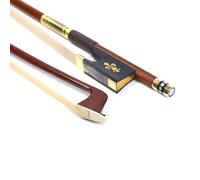 Conboxus Arco para violín tamaño 4/4, palo de madera brasileña, rana de ébano, equilibrado y ligero, crin de caballo mongol, cuero negro, exquisita incrustación (floral 1)