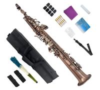 Conboxus Kit completo de saxofón alto E Flat para principiantes con funda de transporte, correas para boquilla, 10 lengüetas, paño de limpieza, para estudiantes y adultos (color bronce)