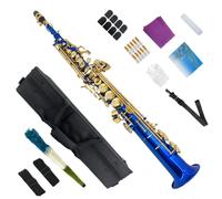 Conboxus Kit completo de saxofón alto E Flat para principiantes con funda de transporte, correas para boquilla, 10 lengüetas, paño de limpieza, para estudiantes y adultos (azul)