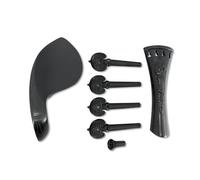 Conboxus Kit de accesorios para violín de gama alta de tamaño 4/4, tallado en ébano, con motivos de figuras pequeñas, cordal, reposamuñecas, clavijas de afinación