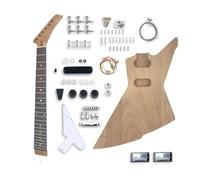 Conboxus Kit de guitarra eléctrica DIY X-Style con cuerpo y cuello de caoba, 22 trastes de 628 mm, kit completo de accesorios de guitarra para principiantes, regalo Luthier