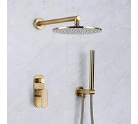 Concealed Shower Mixer Gold 10 in Round Rainfall Shower Head Mixer Shower Set Hose Pipe