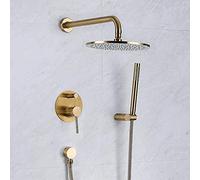 Concealed Shower Set Gold Advanced Air Injection Technology Brass Round Overhead Shower Head High Pressure Mixer Shower-10_in