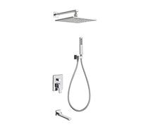 Concealed Shower Set Shower Head with Hose Chrome- Plated Shower Head 12 in Square Shower Mixer Set Hot and Cold Water Rain Shower Head for Shower Caddy