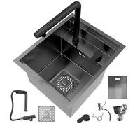 Concealed stainless steel kitchen sink with bar counter and vegetable washing basin, complete with cover plate. Suitable for cafés and compact living spaces. (40x54)