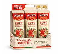 Concentrado de tomate doble Mutti, Pasta de Tomate Doble Concentrada, Hecho de pomodoro 99,5%, sal, Sin Gluten, Sin Lactosa, Producto Italiano, Contiene 3 tubos de 130 gr