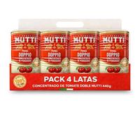 Concentrado de tomate doble Mutti, Pasta de Tomate Doble Concentrada, Pomodoro Doble Concentrado, Elaborado con pomodoro 99,5%, sal, Sin Gluten, Sin Lactosa, Sin huevos, Contiene 4 latas de 440 gr